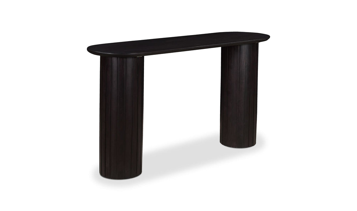 Polperro Console Table in Black, three-quarter view