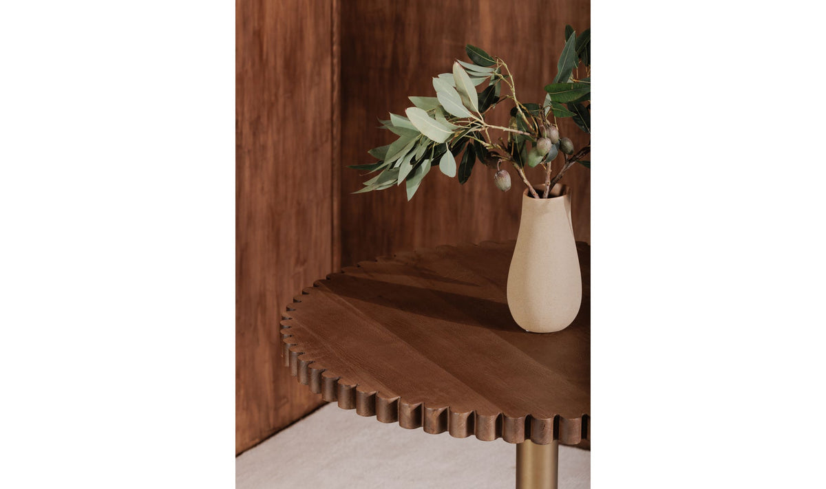 Netley Cafe Table in Brown, styled in a living room, view 2