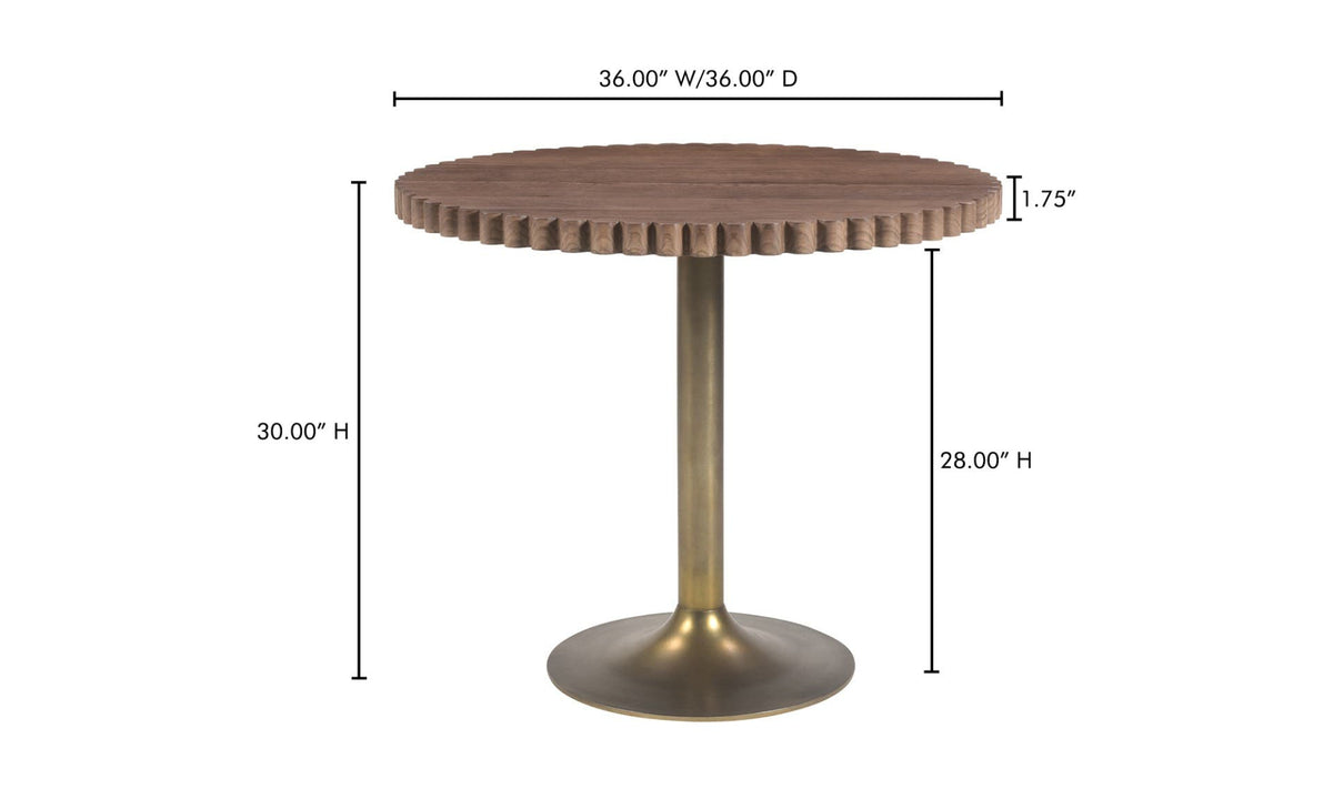 Netley Cafe Table in Brown, dimensions diagram, 36" × 36"