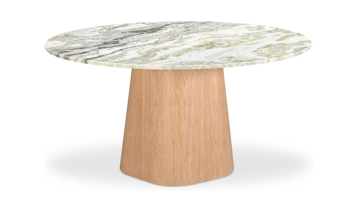 Enfield Dining Table in Onyx Marble, green onyx marble detail