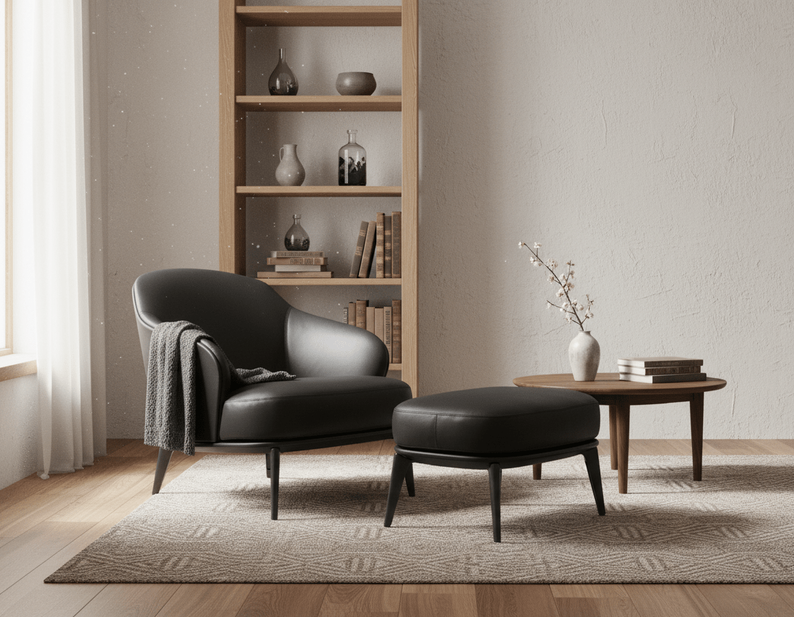 Kensington Leather Lounge Chair and Ottoman - Altera