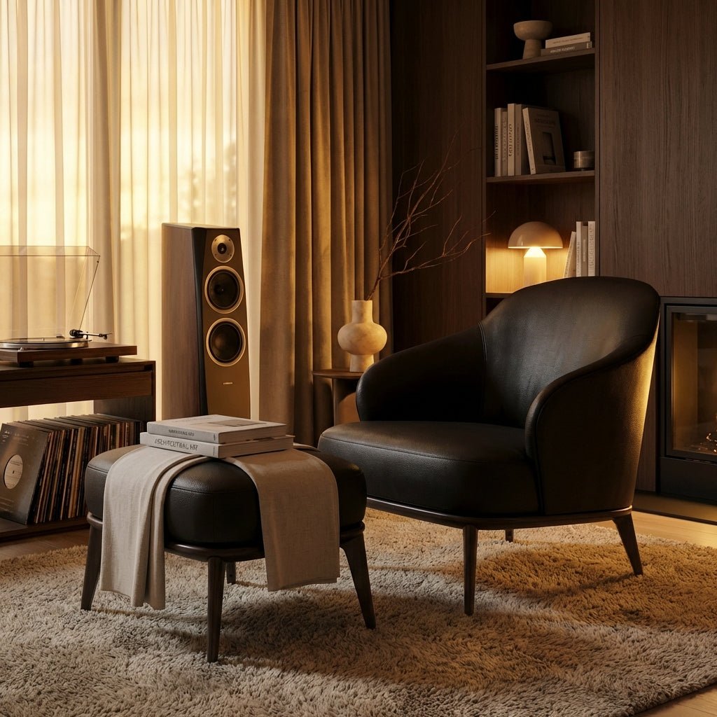 Kensington Leather Lounge Chair and Ottoman - Altera