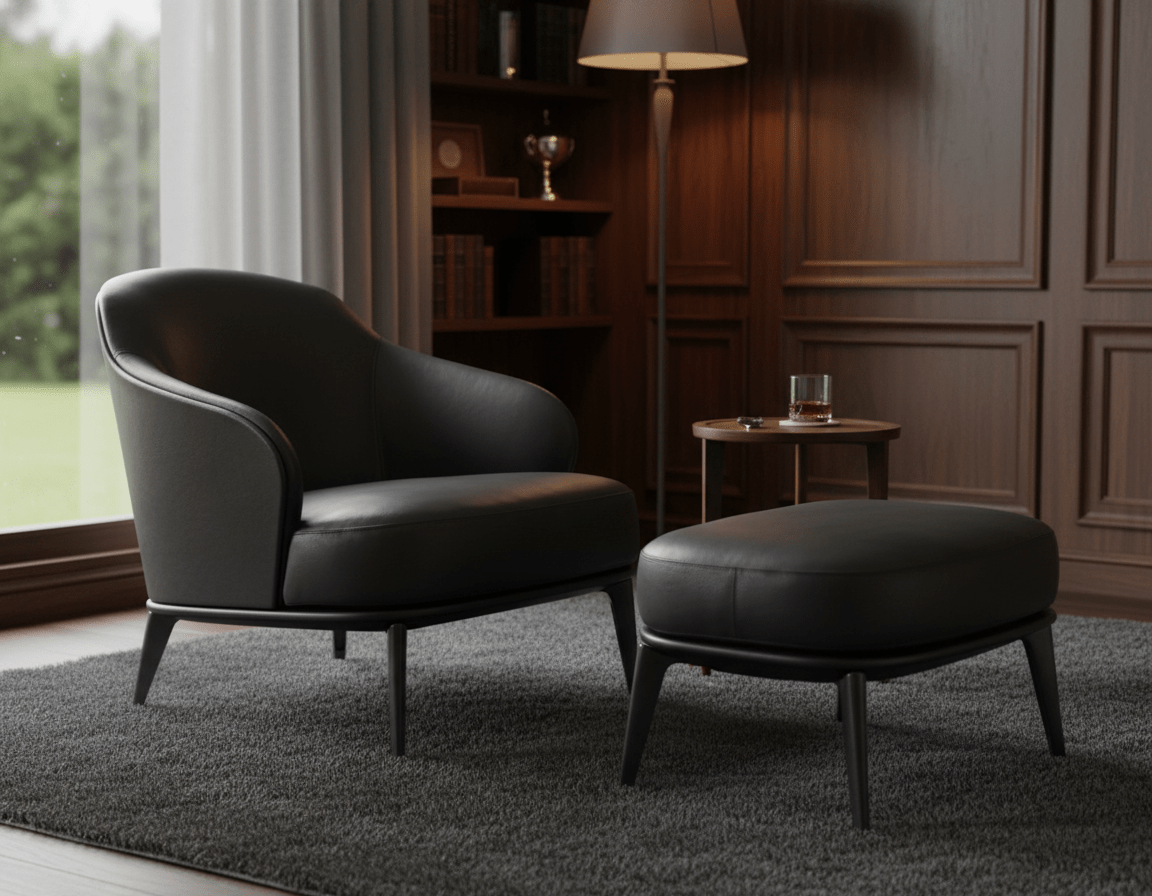 Kensington Leather Lounge Chair and Ottoman - Altera