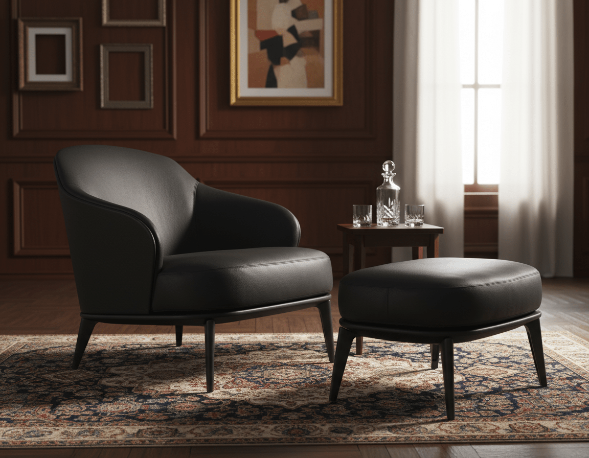 Kensington Leather Lounge Chair and Ottoman - Altera