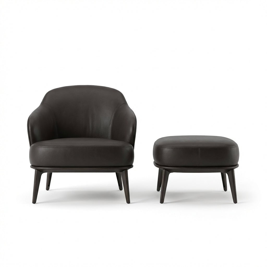 Kensington Leather Lounge Chair and Ottoman - Altera