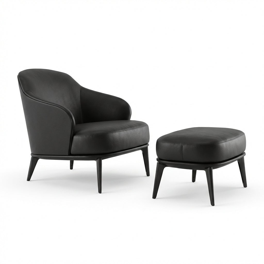 Kensington Leather Lounge Chair and Ottoman - Altera