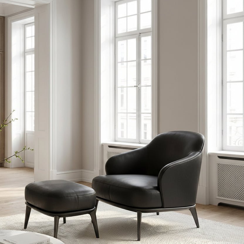 Kensington Leather Lounge Chair and Ottoman - Altera
