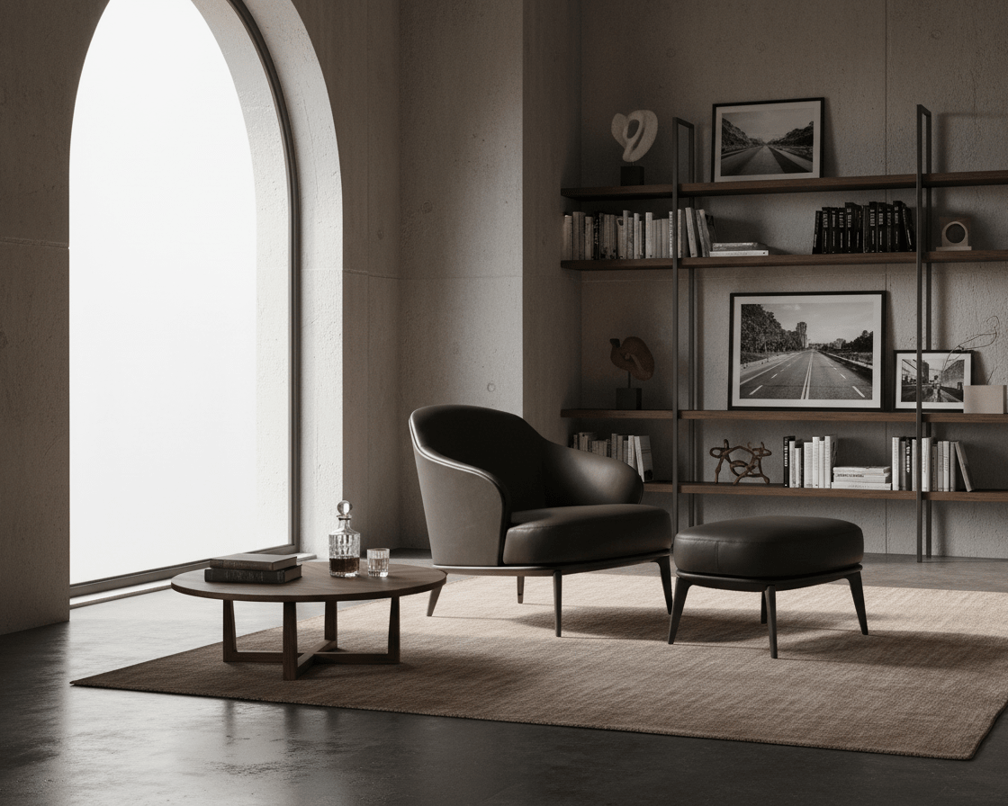 Kensington Leather Lounge Chair and Ottoman - Altera