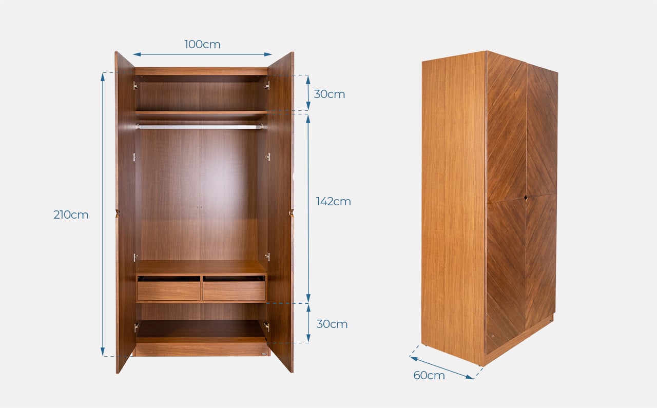 MOHO HOBRO 5-Piece Scandinavian Dark Brown Bedroom Furniture Set - Wood Veneer