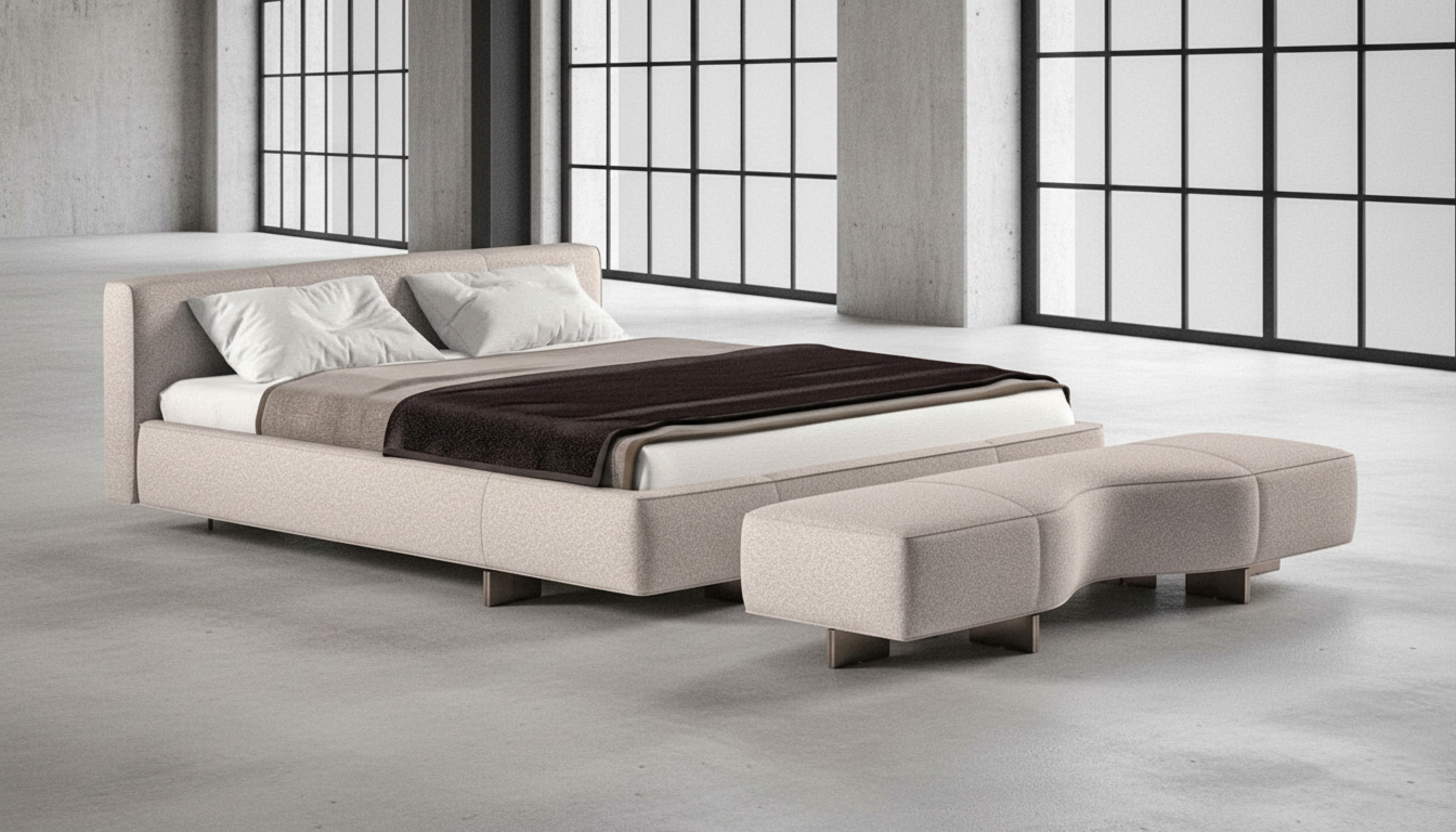 Genoa Upholstered Bed Frame with Sculpted Bench