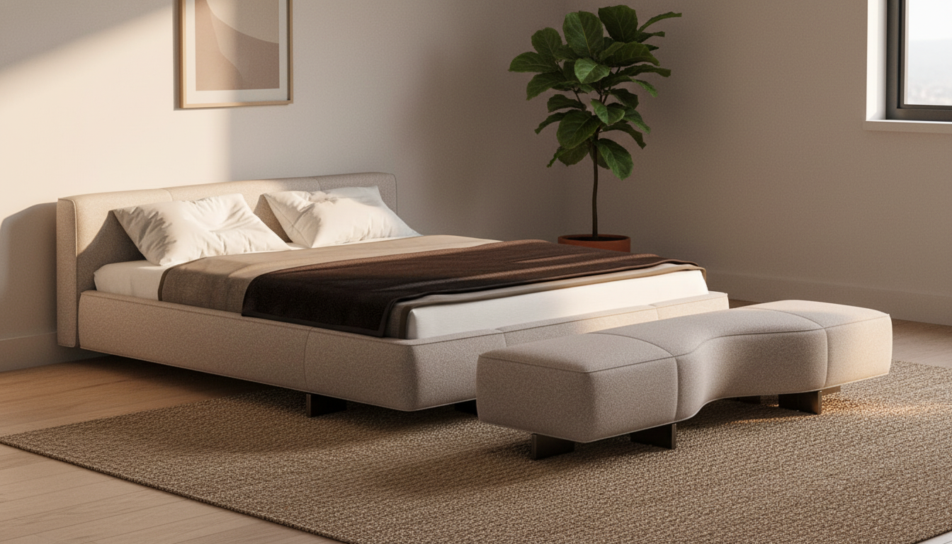 Genoa Upholstered Bed Frame with Sculpted Bench