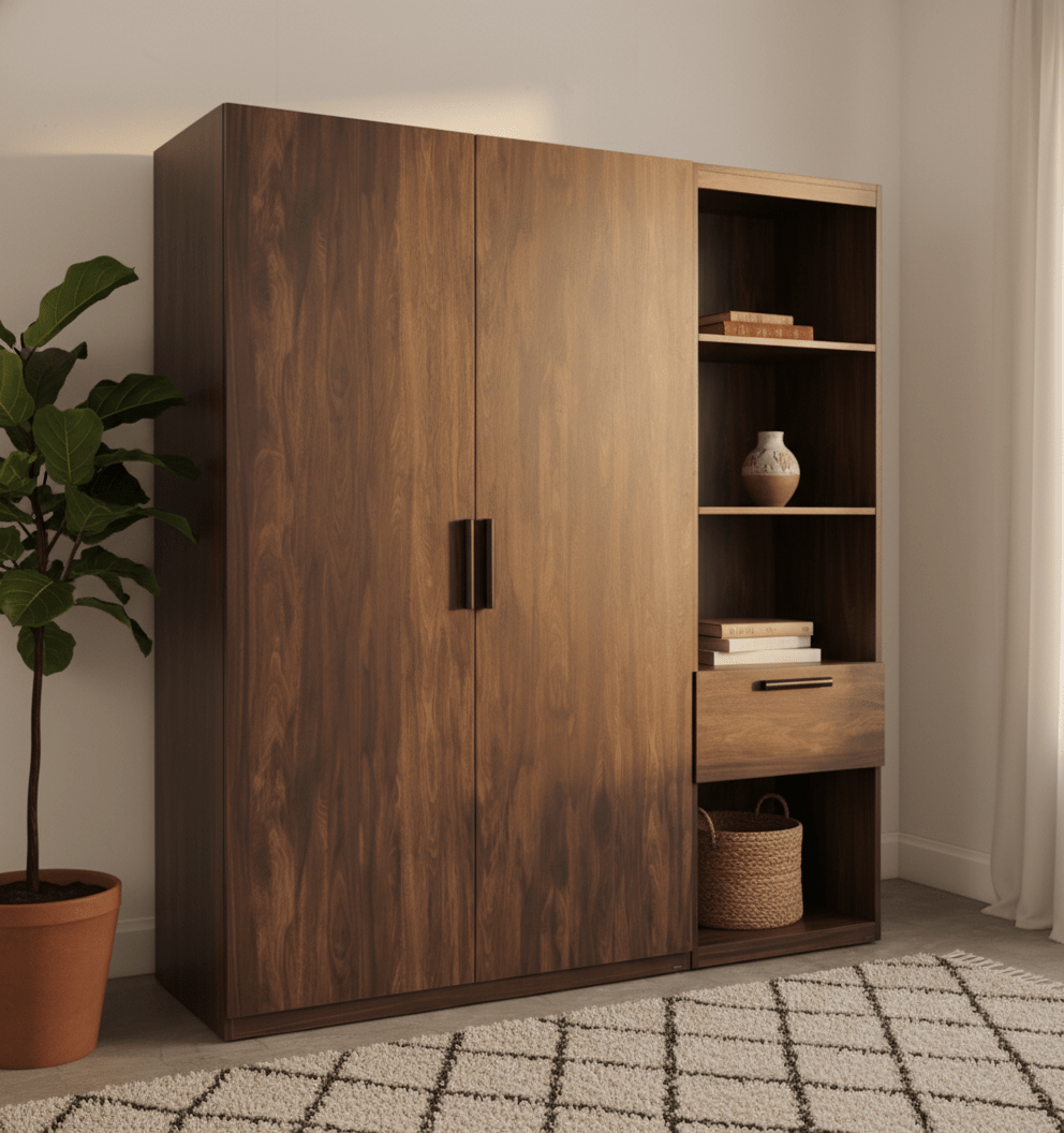 Koster Brown Wooden Wardrobe - Altera