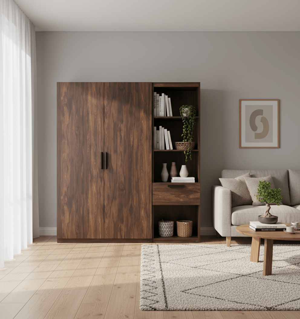 Koster Brown Wooden Wardrobe - Altera