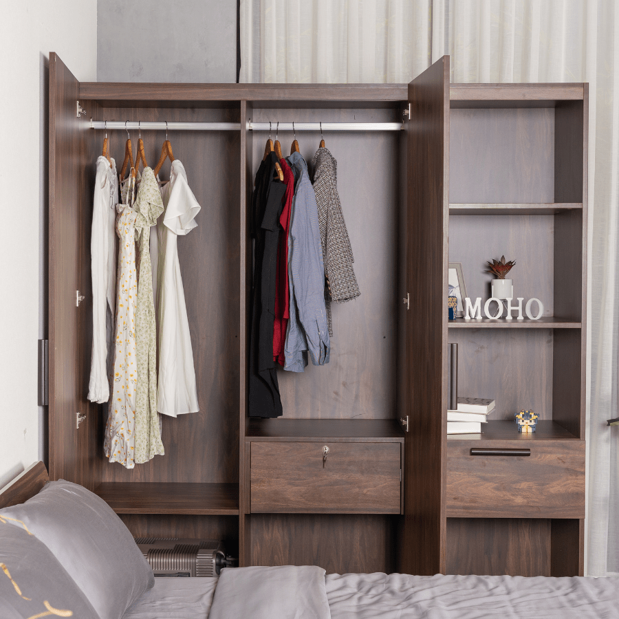 Koster Brown Wooden Wardrobe - Altera