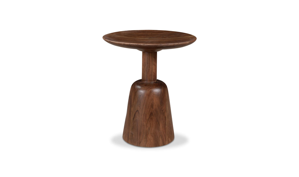 Narbonne End Table in Dark Brown — acacia wood, 16" × 16"