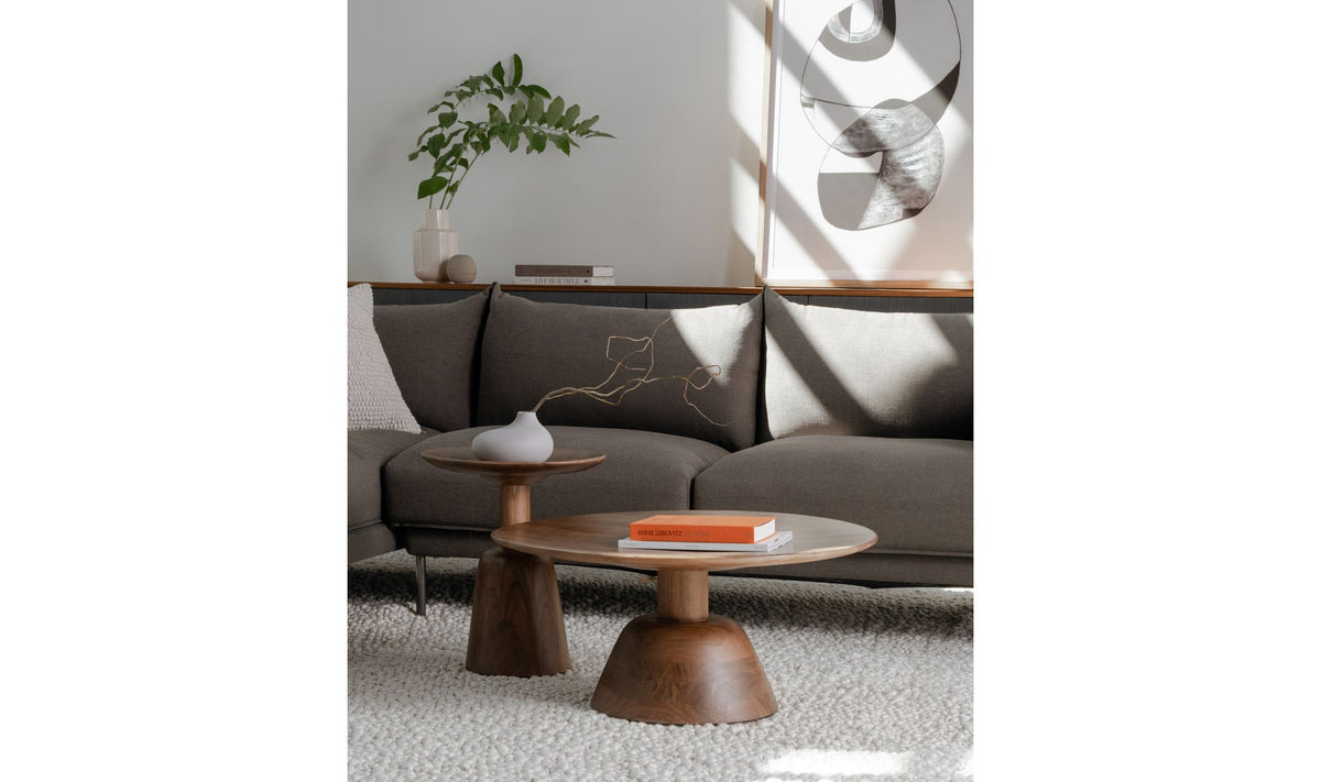 Narbonne End Table in Dark Brown — styled in a living room