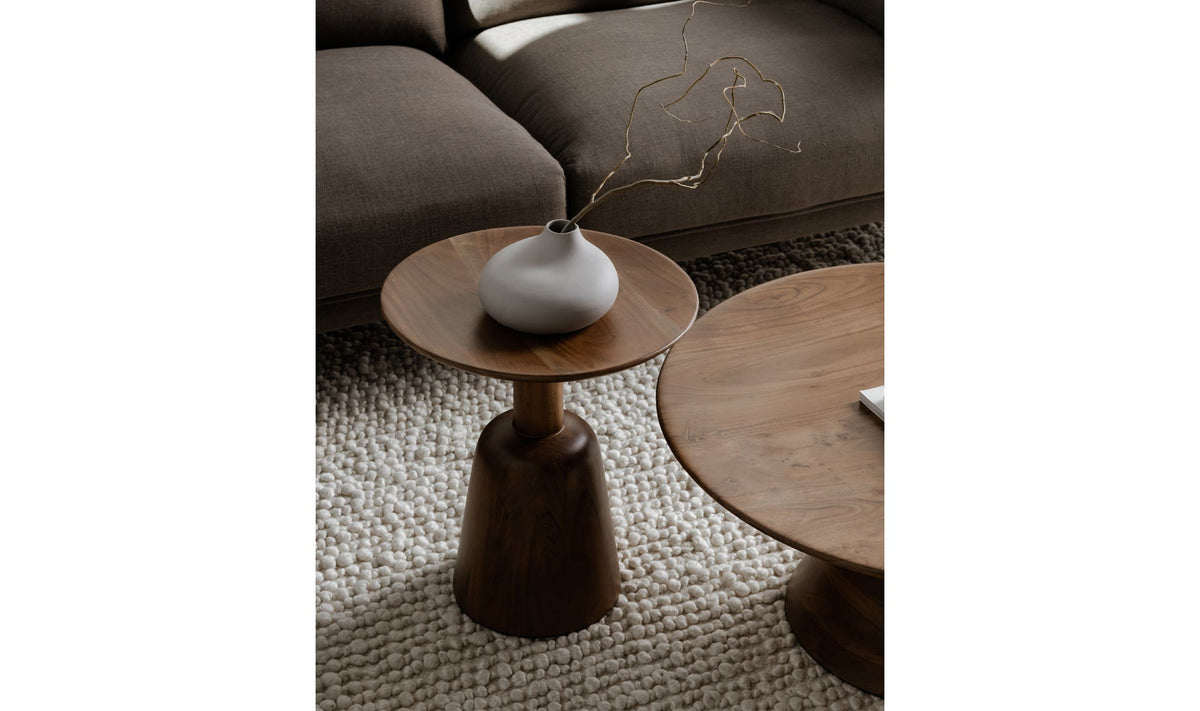 Narbonne End Table in Dark Brown — styled in a living room