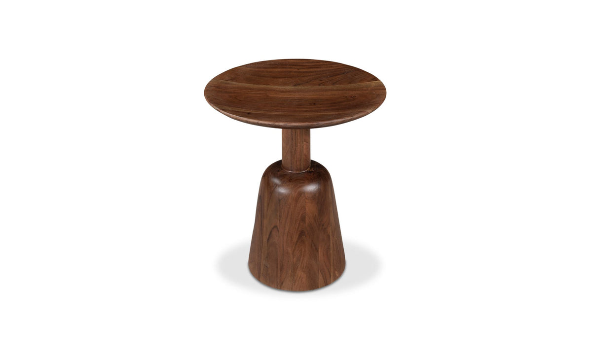 Narbonne End Table in Dark Brown — three-quarter view