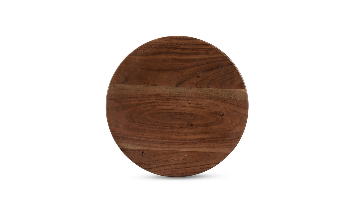 Narbonne End Table in Dark Brown — acacia wood detail