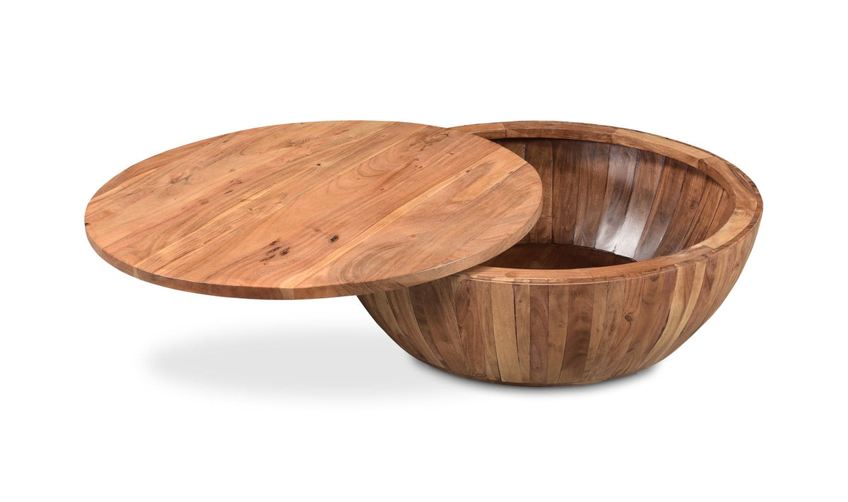 Emden Coffee Table in Natural — solid acacia wood detail