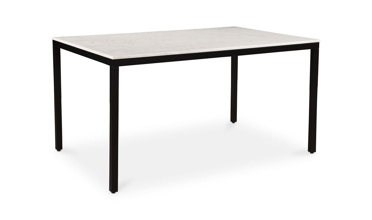 Perth Marble Dining Table in White, three-quarter view