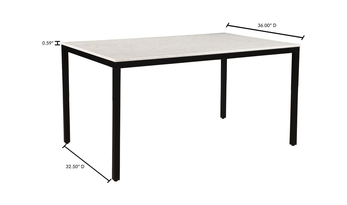Perth Marble Dining Table in White, dimensions diagram, 60" × 36", view 2