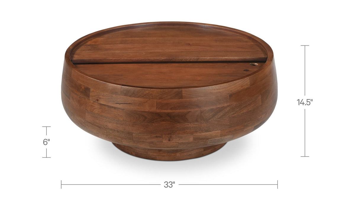 Wexham Storage Coffee Table in Natural — dimensions diagram, 33" × 33"