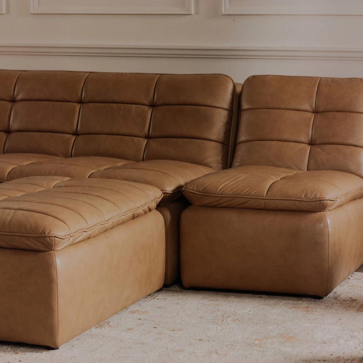 Lavenham Armless Modular Leather Sofa - Altera