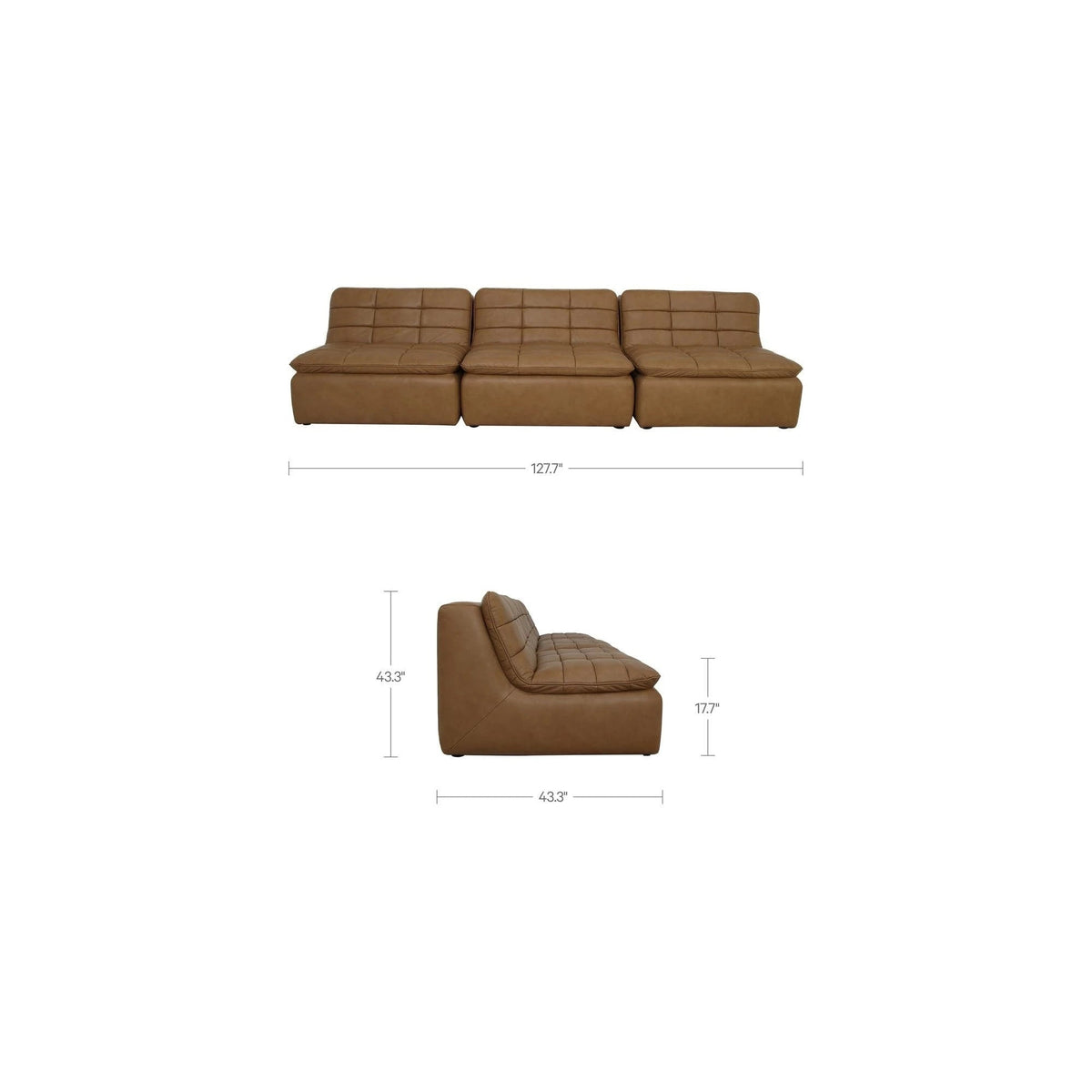 Lavenham Armless Modular Leather Sofa - Altera