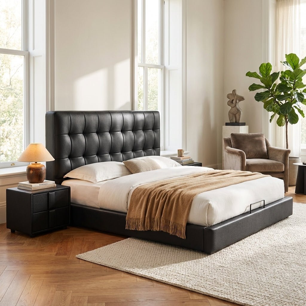 Leo Contemporary Eco - Leather Platform Bed - Altera