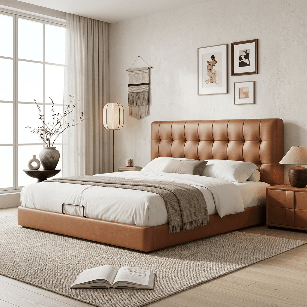 Leo Contemporary Eco - Leather Platform Bed - Altera