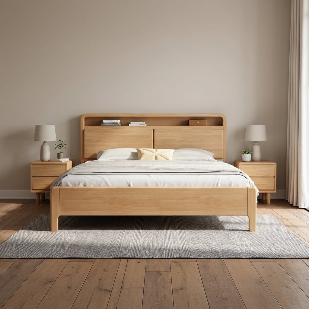 Liam Natural Wood Crafted Bed - Altera