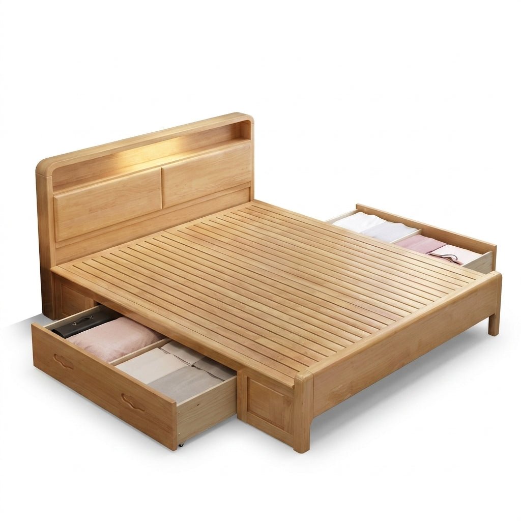 Liam Natural Wood Crafted Bed - Altera