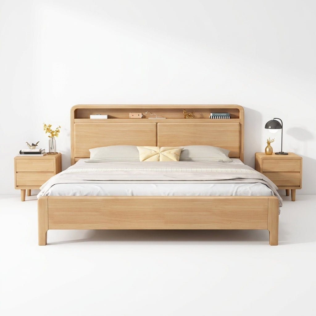 Liam Natural Wood Crafted Bed - Altera