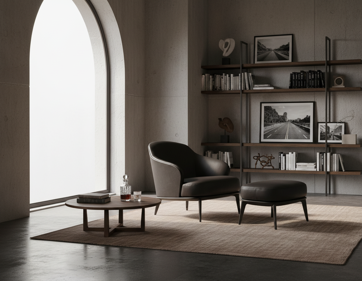 Kensington Leather Lounge Chair and Ottoman