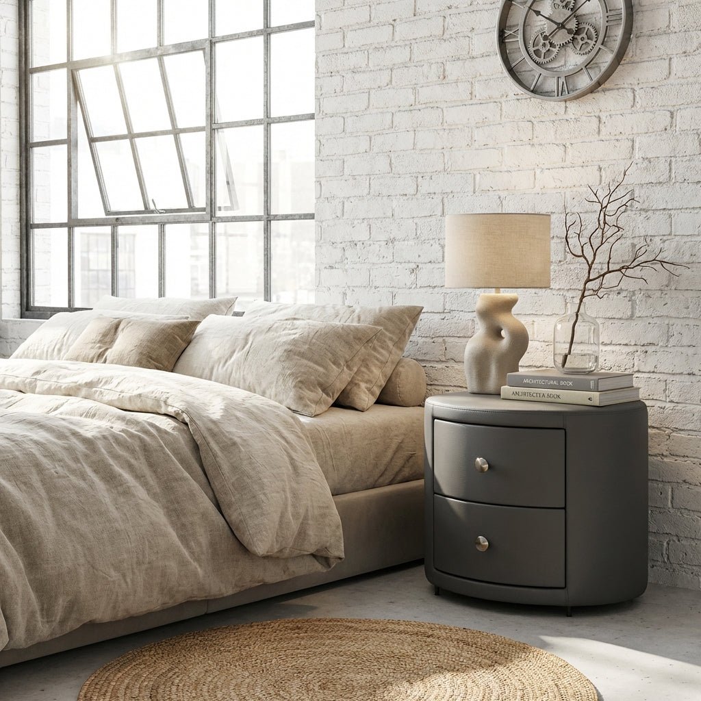 Luna Round Drum Nightstand - Altera