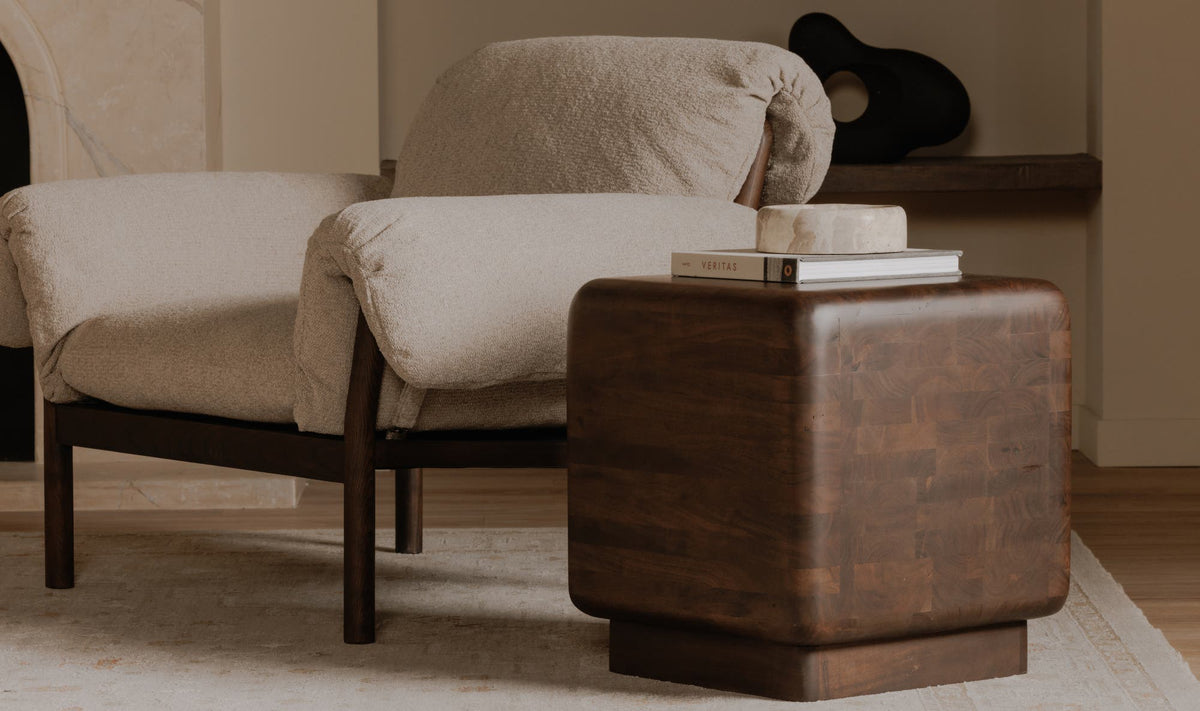 Epping Side Table in Dark Brown — styled in a living room