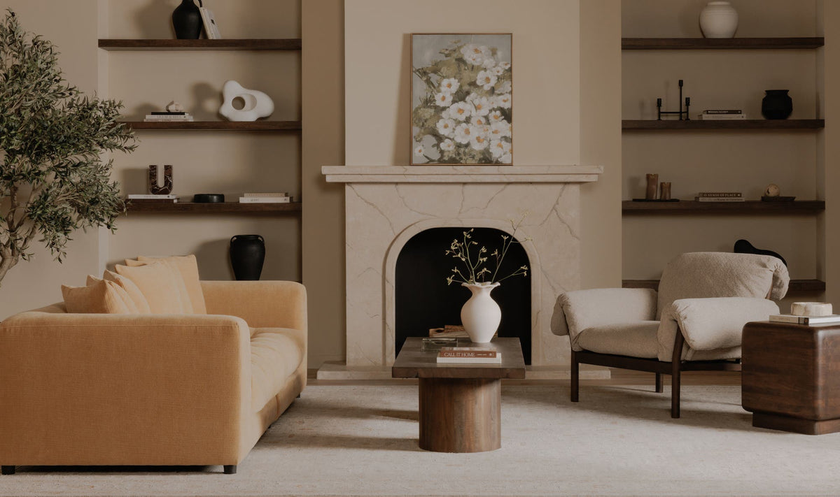 Epping Side Table in Dark Brown — styled in a living room