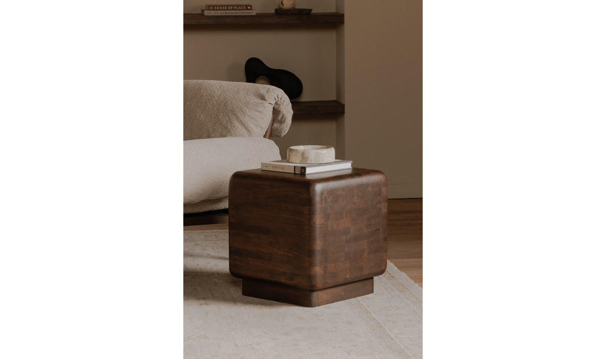 Epping Side Table in Dark Brown — styled in a living room