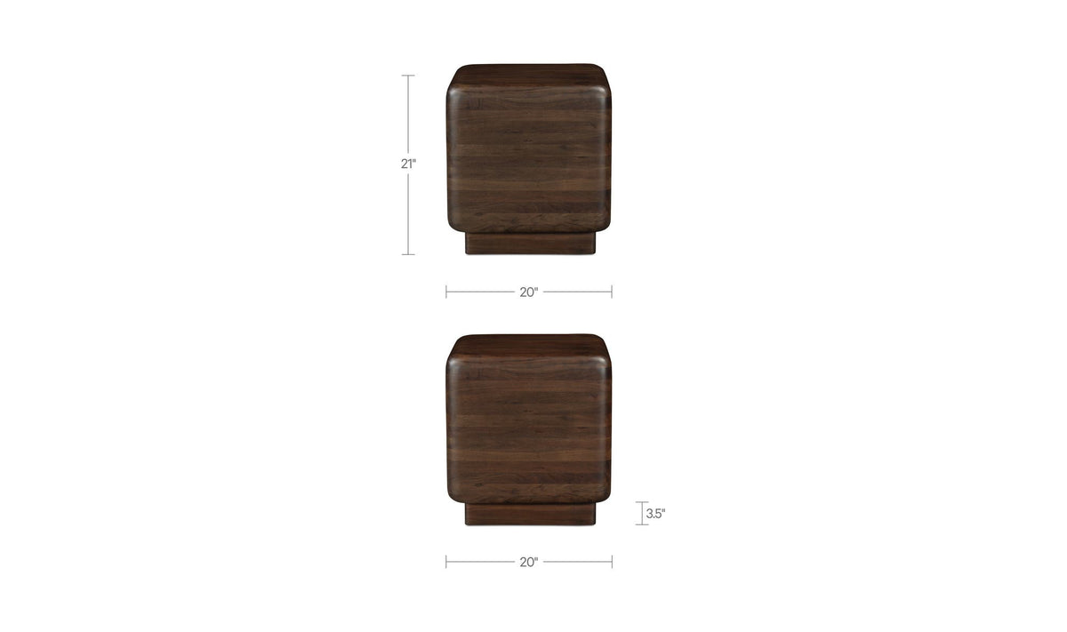 Epping Side Table in Dark Brown — dimensions diagram, 20" × 20"