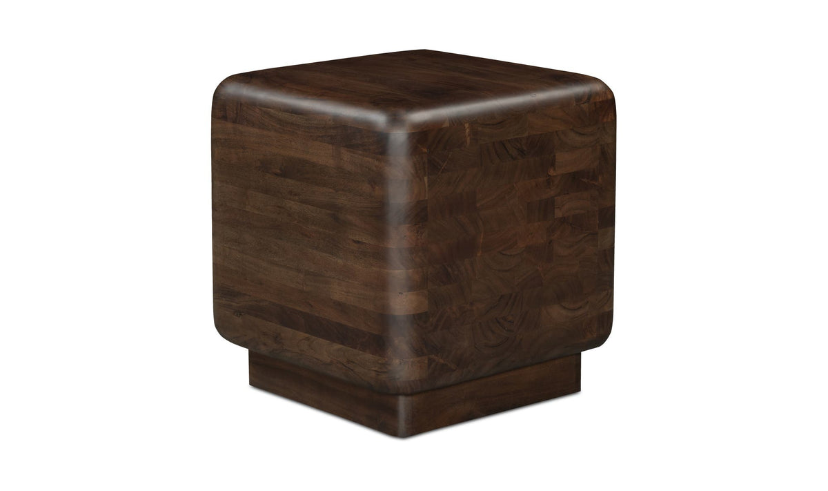 Epping Side Table in Dark Brown — acacia wood detail