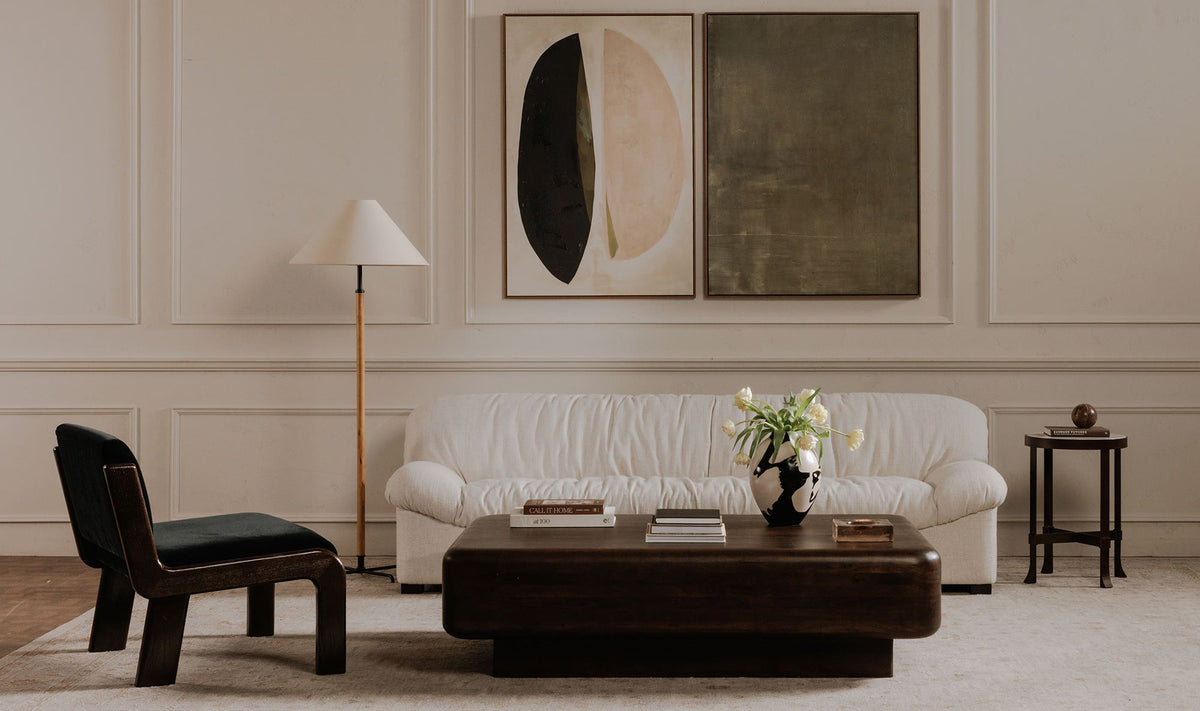 Epping Coffee Table in Dark Brown — styled in a living room