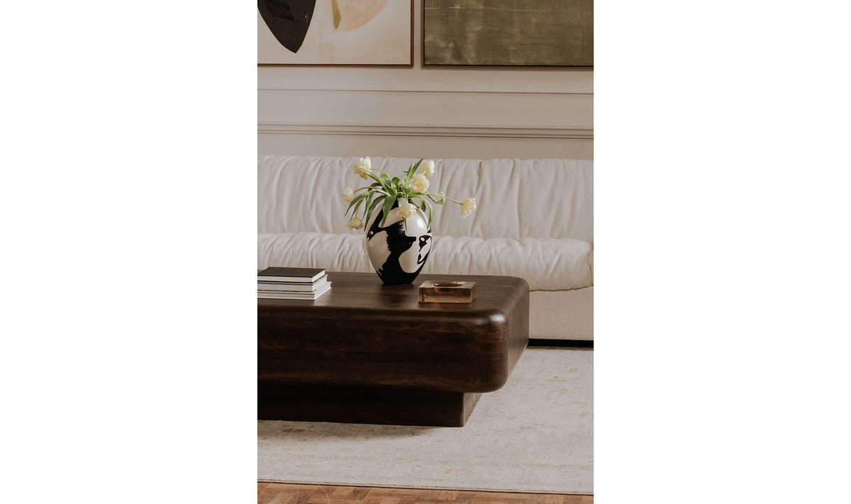 Epping Coffee Table in Dark Brown — styled in a living room