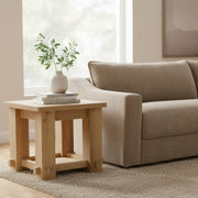 Mendip Side Table in Natural — styled in a living room