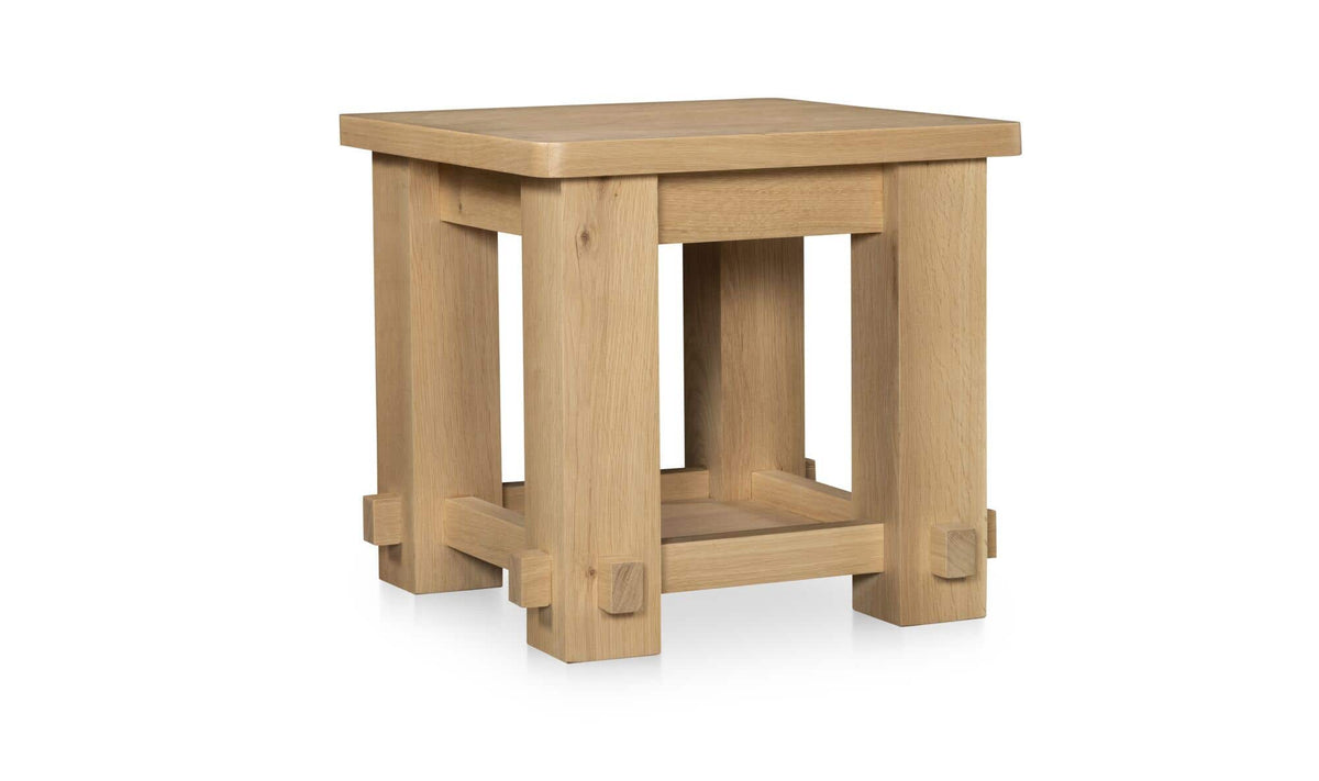 Mendip Side Table in Natural — solid oak detail
