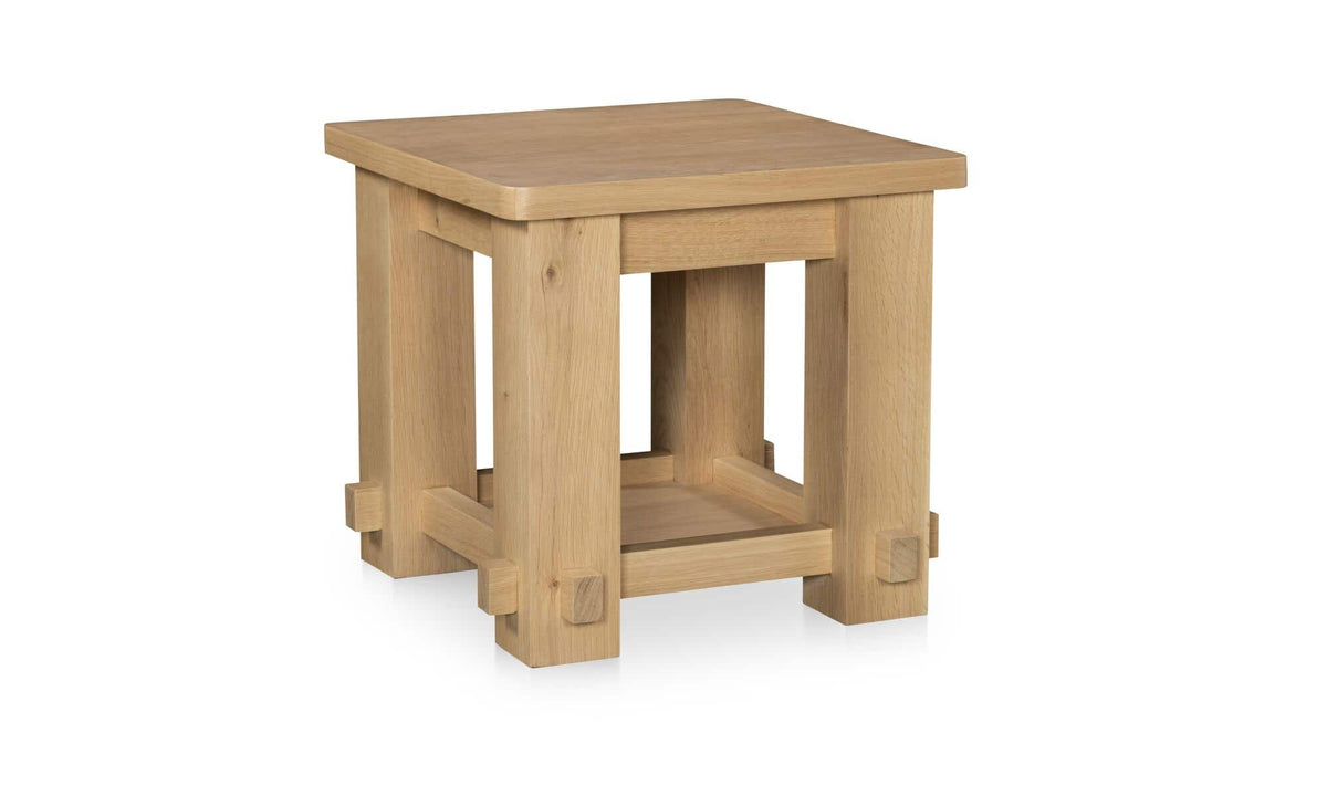 Mendip Side Table in Natural — solid oak detail