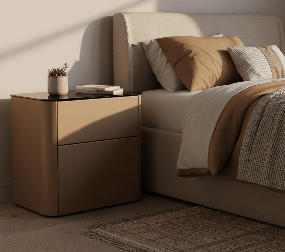 Malaga Two - Drawer Bronze Bedside Table - Altera