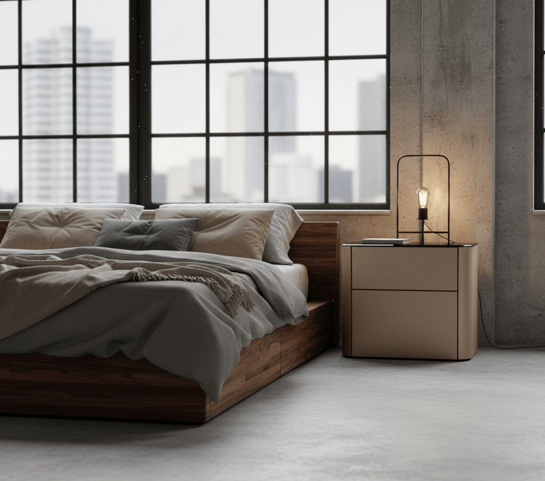 Malaga Two - Drawer Bronze Bedside Table - Altera