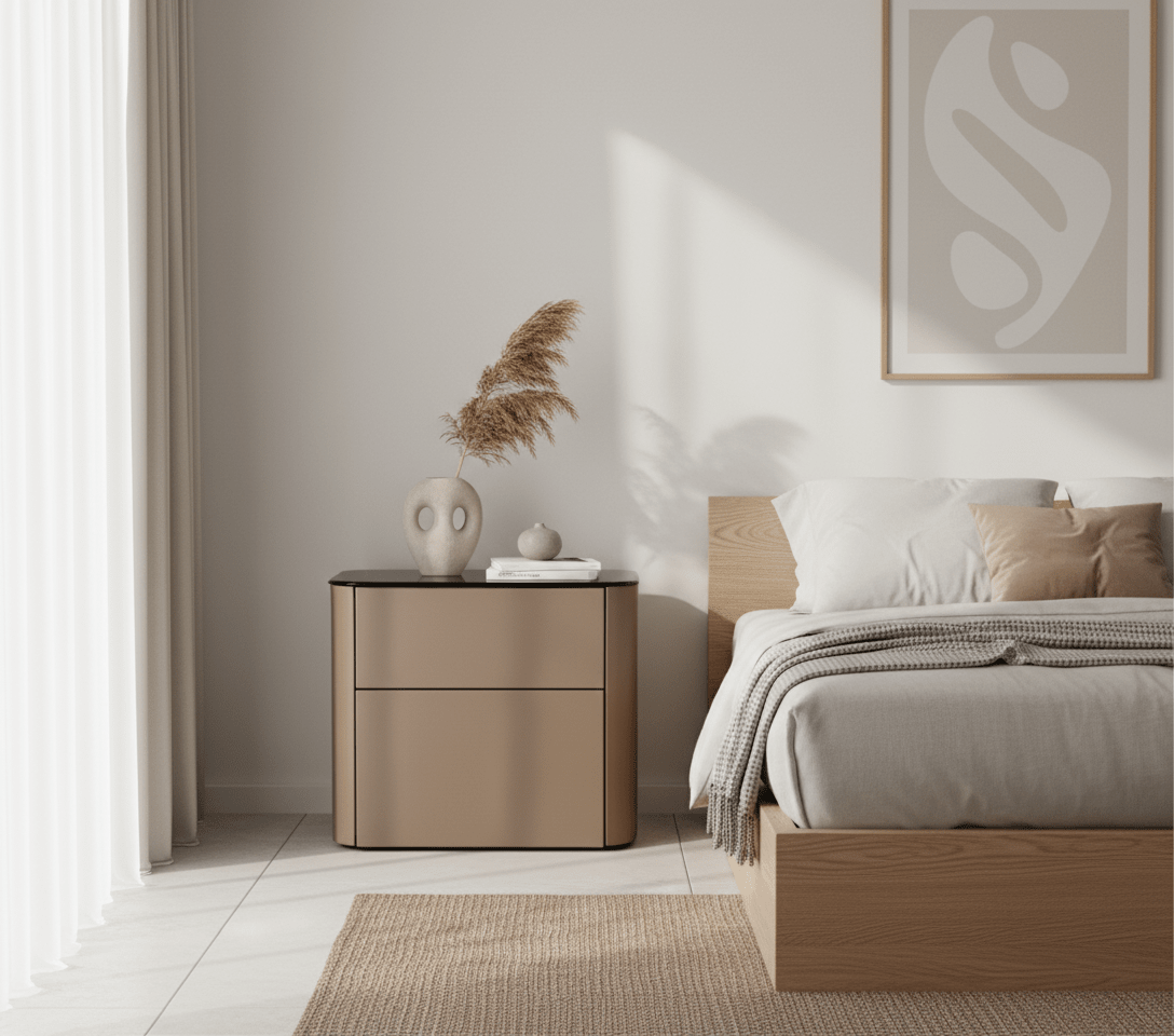 Malaga Two - Drawer Bronze Bedside Table - Altera