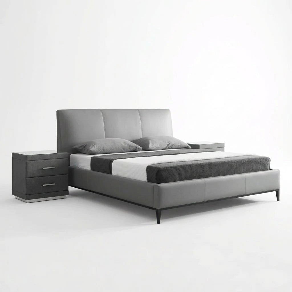 Melbourne Grey Leather Bed - Altera